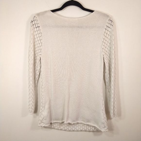 Christina White Crochet Three Quarter Length Shirt - Picture 5 of 7